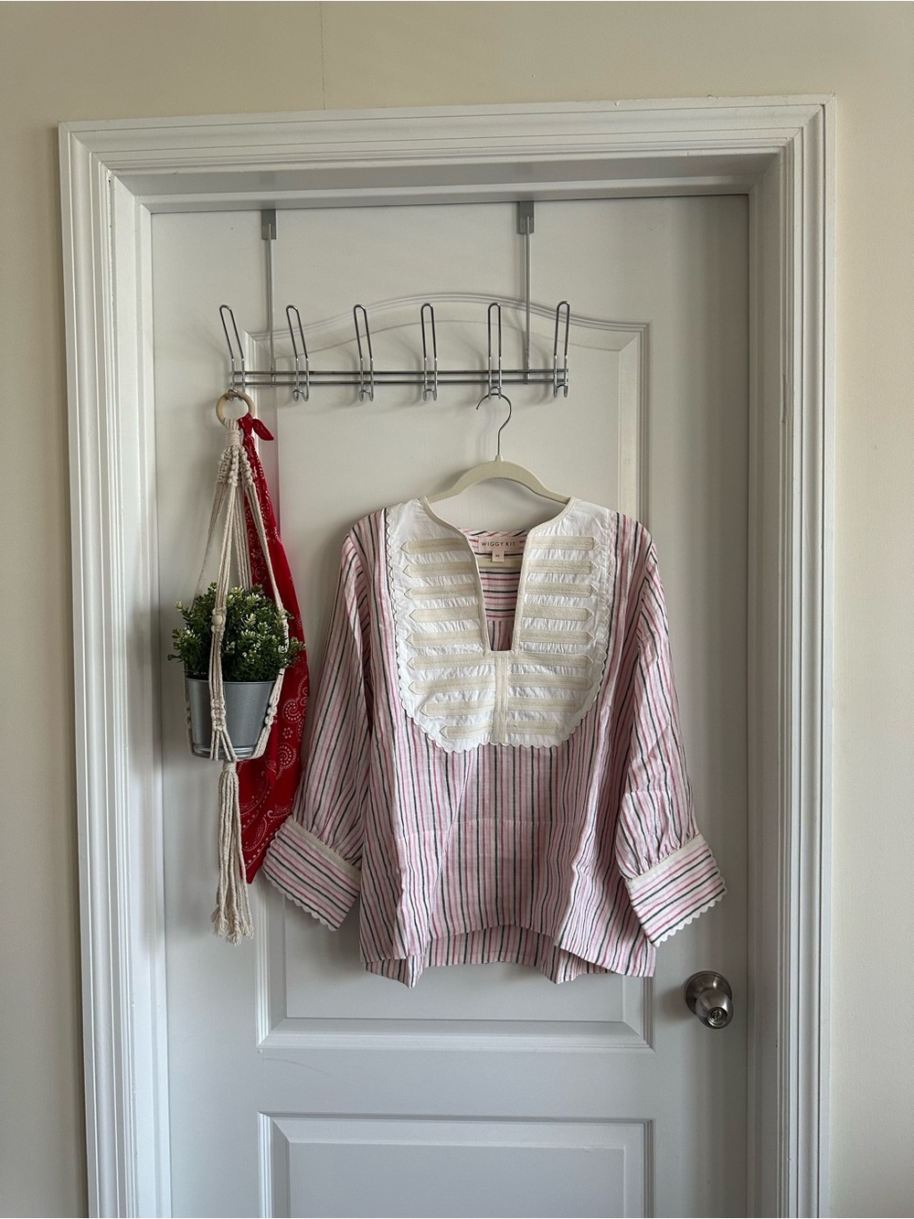 Wiggy Kit Pink & White Striped Bib Peasant Blouse